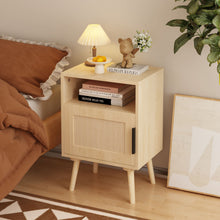 Load image into Gallery viewer, Nightstand, Side Table With Door And Open Shelf For Bedroom - Oak