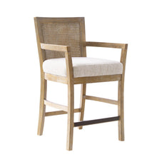 Load image into Gallery viewer, Cane Back Counter Stool With Upholstered Seat - Cream / Reclaimed Natural