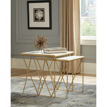 Load image into Gallery viewer, Sinclair - 2 Piece Nesting Table Set With Iron And Luxurious Marble Surface - White / Gold