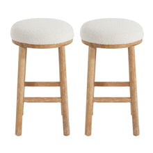 Load image into Gallery viewer, Rubber Wood & Fabric Counter Stool 300Lb Capacity, Easy Assembly For Home & Commercial Use (Set of 2) - Natural / Beige