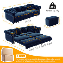 Load image into Gallery viewer, 3 In 1 Convertible Sleeper Sofa Bed With Movable Ottoman