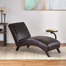 Load image into Gallery viewer, Upholstered Leather Chaise Lounge With Curved Design - Brown