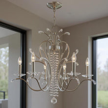 Load image into Gallery viewer, 26" Six Light Dimmable Chandelier With Shades - Nickel