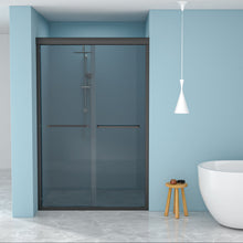 Load image into Gallery viewer, Double Sliding Glass Shower Door 8Mm Tempered Glass With Stainless Steel Frame - Matte Black