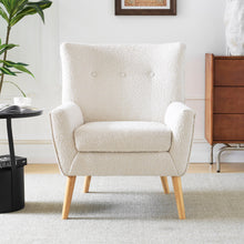 Load image into Gallery viewer, Ergonomic Accent Chair With Button Tufted Design And Rubber Wood Legs - Almond