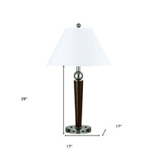 Load image into Gallery viewer, Metal Two Light Geometric USB Table Lamp With White Empire Shade - Nickel