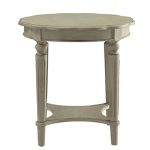 Load image into Gallery viewer, Gray Solid Wood Round End Table With Shelf - Light Slate