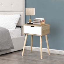 Load image into Gallery viewer, Side Table With 1 Drawer, Mid-Century Modern Storage Cabinet For Bedroom - White / Wood