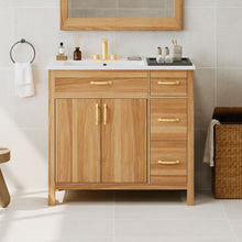 Load image into Gallery viewer, Bathroom Vanity, 2 Soft Close Doors, 3 Soft Close Drawers, Adjustable Shelf - Wood