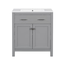 Load image into Gallery viewer, Bathroom Vanity With Ceramic Sink, Modern Single Bathroom Cabinet With 2 Doors And A Shelf, Soft Close Doors