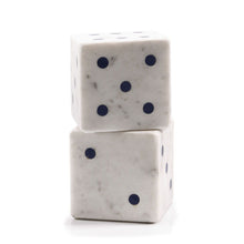 Load image into Gallery viewer, Marble Hand Painted Dice Tabletop Sculpture (Set of 2) - White
