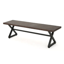 Load image into Gallery viewer, Modern Aluminum Outdoor Dining Bench With X Base