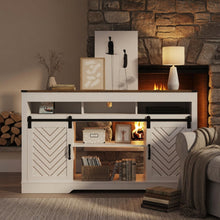 Load image into Gallery viewer, TV Stand With Sliding Barn Doors And Adjustable Storage - White / Oak