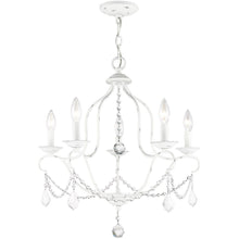 Load image into Gallery viewer, 24" Five Light Dimmable Chandelier With Shades - Antiqued White