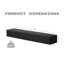 Load image into Gallery viewer, 48'' Embossed Fireplace Mante, Wall Mounted Floating Shelf - Black