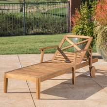 Load image into Gallery viewer, Perla - Chaise Lounge With Wheels And Customizable Cushion Options - Teak