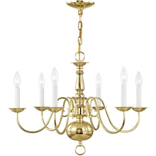 Load image into Gallery viewer, 18" Six Light Dimmable Chandelier With Shades - Brass