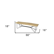 Load image into Gallery viewer, 66" Natural and Black Solid Wood Live Edge Bench