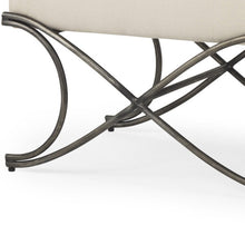 Load image into Gallery viewer, 55" Cream and Nickel Fabric and Metal Upholstered Bench