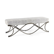 Load image into Gallery viewer, 55" Dark Gray and Nickel Chenille and Metal Upholstered Bench