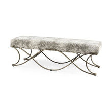 Load image into Gallery viewer, 55" Gray and Gold Chenille and Metal Upholstered Bench