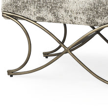 Load image into Gallery viewer, 55" Gray and Gold Chenille and Metal Upholstered Bench