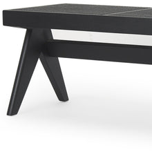 Load image into Gallery viewer, 59" Black Solid Wood and Cane Dining Bench