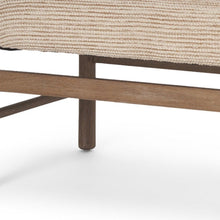 Load image into Gallery viewer, 57" Beige and Brown Cotton and Solid Wood Upholstered Bench
