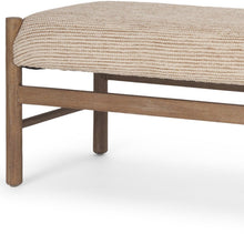 Load image into Gallery viewer, 57" Beige and Brown Cotton and Solid Wood Upholstered Bench