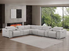 Load image into Gallery viewer, Leather Modular L Shaped Eight Piece Corner Sectional With Console - Ash / Gray