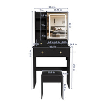 Load image into Gallery viewer, Modern Small Vanity Desk With 3 LED Lighting Modes, 3 Drawers