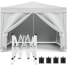 Load image into Gallery viewer, 10'X10' Folding Canopy With 4 Removable Sidewalls Outdoor Event Shelter UPF 50+ Gazebo Portable Tents For Parties Beach Camping Wedding Ez Pop Up Canopy 4 Pieces Weight Bag + Carry Bag