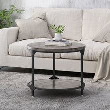 Load image into Gallery viewer, Coffee Table With Wood Patterned Tabletop And Iron Frame - Gray