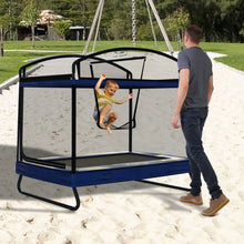 Load image into Gallery viewer, Outdoor Square Trampoline For Kids And Adults With Protective Net And Swing 4 X 6Ft - Black / Blue