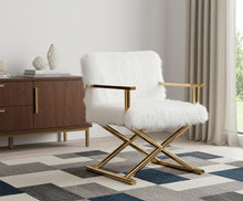 Load image into Gallery viewer, 100% Polyester Arm Chair - White And Gold
