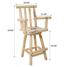 Load image into Gallery viewer, Rustic Bar Stool, Fir Wood Construction, Wide Armrest