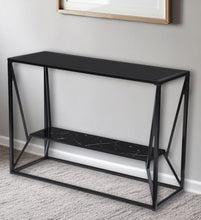 Load image into Gallery viewer, 42" Glass Frame Console Table With Shelves - Black