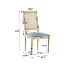 Load image into Gallery viewer, French Country Dining Chair With Rectangular Cane Backrest And Smooth Upholstered Seating