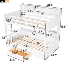 Load image into Gallery viewer, Twin Size Bunk Bed With Built-In Shelves Beside Both Upper And Down Bed And Storage Drawer