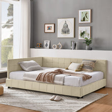 Load image into Gallery viewer, Mid-Century Storage Upholstered Tufted Bed Frame With Backrest And Armrests