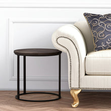 Load image into Gallery viewer, Solid Wood Iron Round End Table - Natural