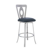 Load image into Gallery viewer, 46" Faux Leather Swivel Bar Height Bar Chair - Gray / Silver