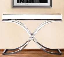 Load image into Gallery viewer, Mirrored Glass Cross Console Table - Silver