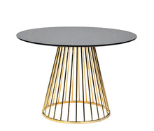 Load image into Gallery viewer, 43" Rounded Stainless Steel Pedestal Base Dining Table - Black / Gold