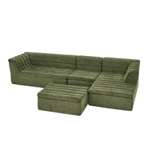 Load image into Gallery viewer, U-Shaped Modular Sectional Sofa With Chaise And Movable Ottoman With Wave-Shaped Armrest