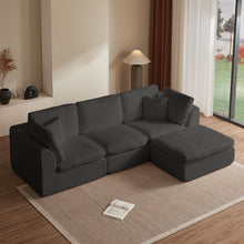Load image into Gallery viewer, Cloud Sectional Couch, Convertible With Ottoman, 3 Seater Modular Design