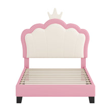 Load image into Gallery viewer, Upholstered Princess Platform Bed With Crown Headboard