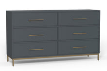 Load image into Gallery viewer, 63" Solid Wood Six Drawer Double Dresser - Dark Gray