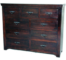 Load image into Gallery viewer, Distressed Solid And Reclaimed Wood Nine Drawer Double Dresser - Brown