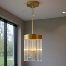 Load image into Gallery viewer, 24" Three Light Dimmable Chandelier With Shades - Gold